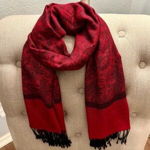 Scarf Shawl Wrap Red and Black Large
